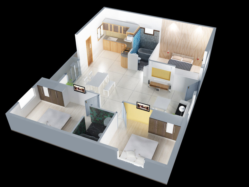 Ds max shrine 3 bed room floor plans